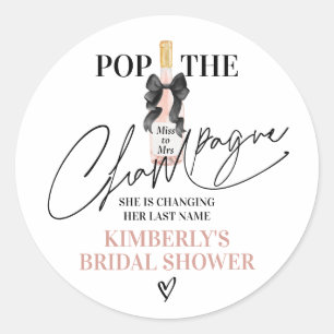 Blush Pop Die Champagner Hochzeitsshower Runder Aufkleber