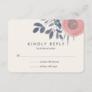 Blush Poppies Hochzeit RSVP-Reaktion RSVP Karte
