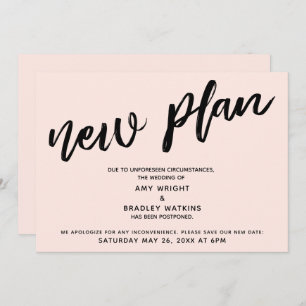 Blush Postpected Wedding Ankündigung Neue Plan Car