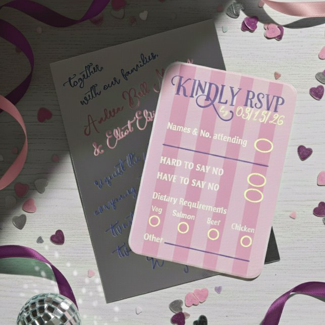 Blush & Purple Spring Disco RSVP Wedding Begleitkarte (Von Creator hochgeladen)