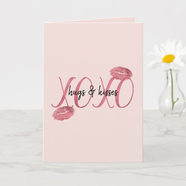 Blush Red Pink XOXO Lips Kisses Karte (Kleine Pflanze)