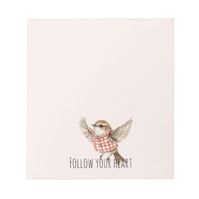 Blush Red Plaid Stripes Bird Notizblock (Vorderseite)