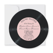 Blush Retro Vinyl Record Einladung zur Hochzeit
