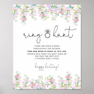 Blush-Ring-Suche Spiel Brautparty Florales Schild