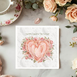 Blush Rococo Floral Heart Galentine Garden Elegant Serviette