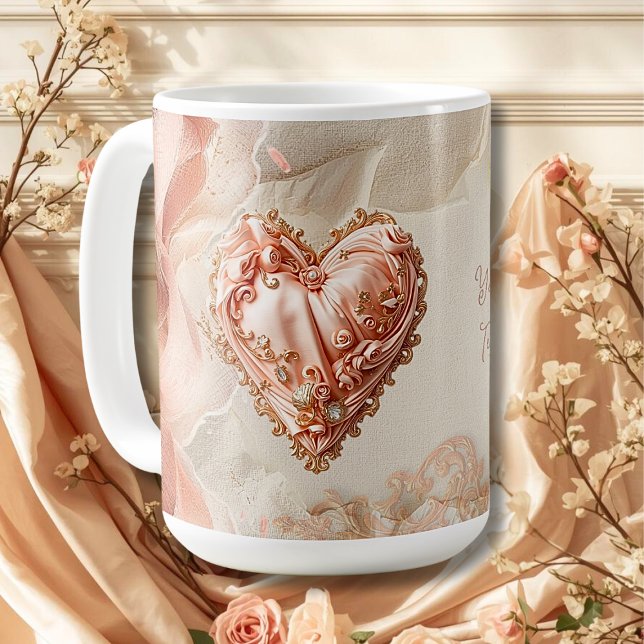 Blush Rococo Heart Filigree Romantic Keepsake Kaffeetasse (Von Creator hochgeladen)
