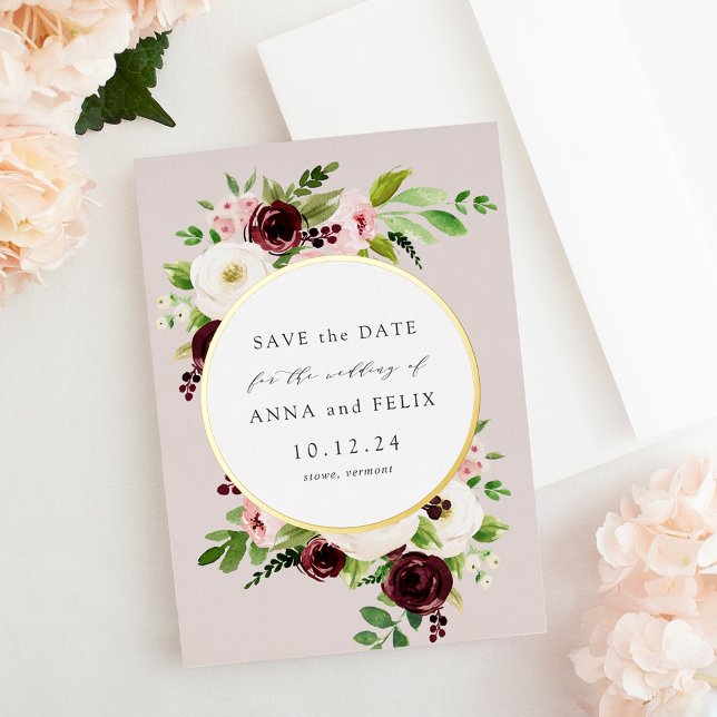 Blush Romance Foil Wedding Save the Date Card Folieneinladung (Von Creator hochgeladen)