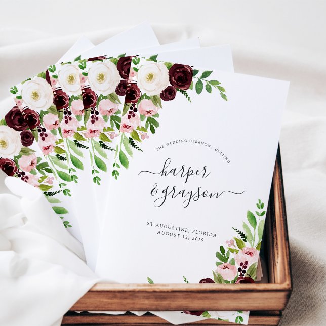 Blush Romance Folded Wedding Programm (Von Creator hochgeladen)