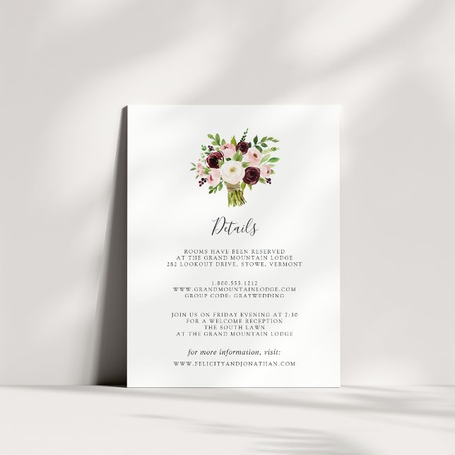 Blush Romance Guest Information Card Begleitkarte (Von Creator hochgeladen)