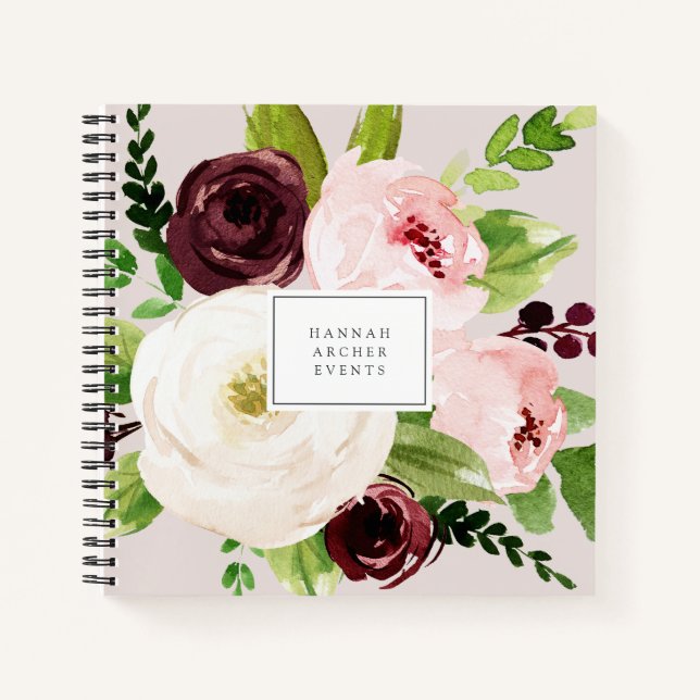 Blush Romance Personalisiert Floral Notizbuch (Vorderseite)