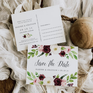 Blush Romance Save the Date Ankündigungspostkarte