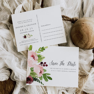 Blush Romance Save the Date Ankündigungspostkarte