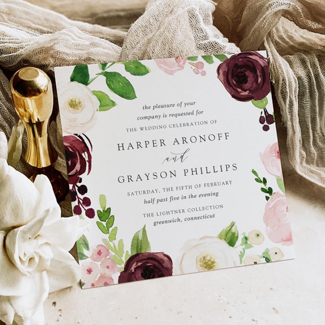 Blush Romance Square Hochzeitseinladung Einladung (Von Creator hochgeladen)