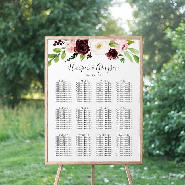 Blush Romance Wedding Seating Chart Poster (Von Creator hochgeladen)