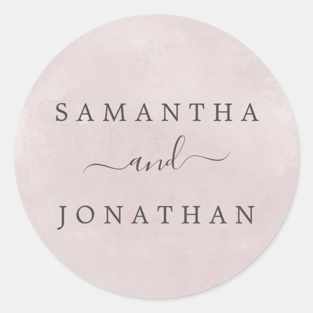Blush Romance Wedding Umschlag Aufklebers Runder Aufkleber (Vorderseite)