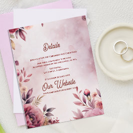 Blush Romantic Pink Floral Wedding Details Begleitkarte