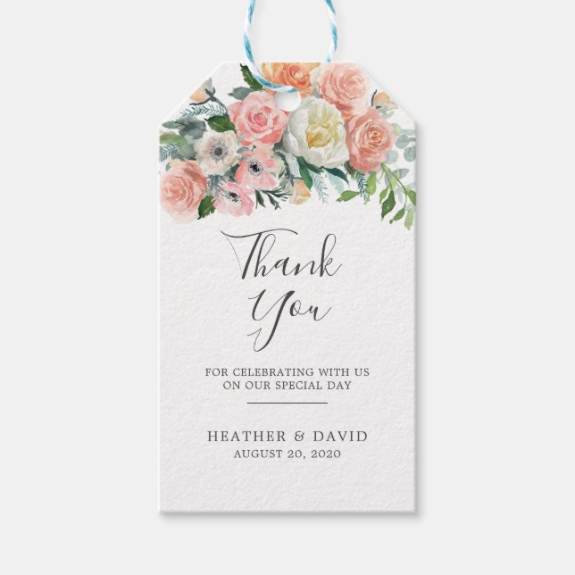 Blush Romantische Gastgeschenk Hochzeit Geschenkanhänger (Vorderseite)