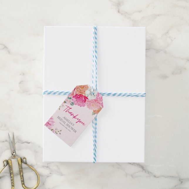 Blush rosa Aquarellfarben Brautparty Willkommen Geschenkanhänger (Mit Garn)