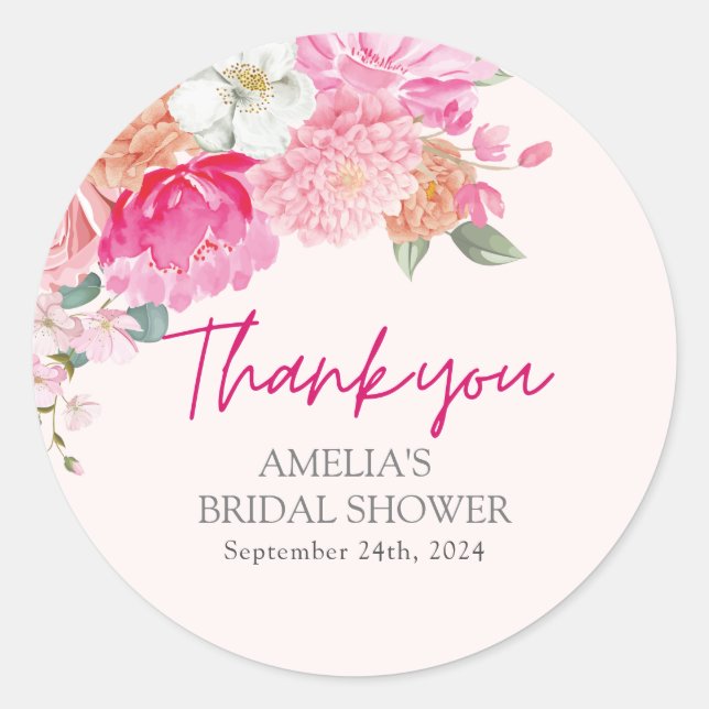 Blush rosa Aquarellfarben Brautparty Willkommen Runder Aufkleber (Vorderseite)