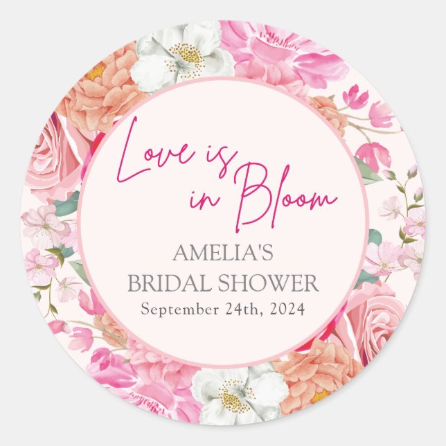 Blush rosa Aquarellfarben Brautparty Willkommen Runder Aufkleber (Vorderseite)