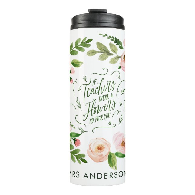 Blush rosa Blumenkranz Dankeschön Lehrer Geschenk  Thermosbecher (Vorderseite)