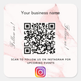 Blush-Rosa-Marmor Business qr-Codeinstagramm Quadratischer Aufkleber
