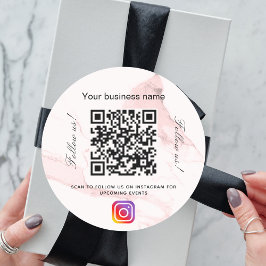 Blush-Rosa-Marmor Business qr-Codeinstagramm Runder Aufkleber