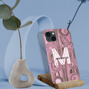 Blush-Rosa Retro-Groovy-Gold-Glitzer-Monogramm Case-Mate iPhone Hülle