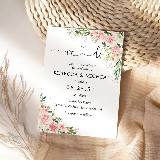 Blush Rosa Rose Gold Hochzeit Einladung (Von Creator hochgeladen)