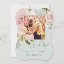 Blush Rose Bläschen Sukkuläres Foto Save the Date Einladung