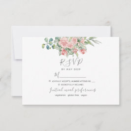 Blush Rose Bloral Dusty Pink Hochzeit RSVP Karte