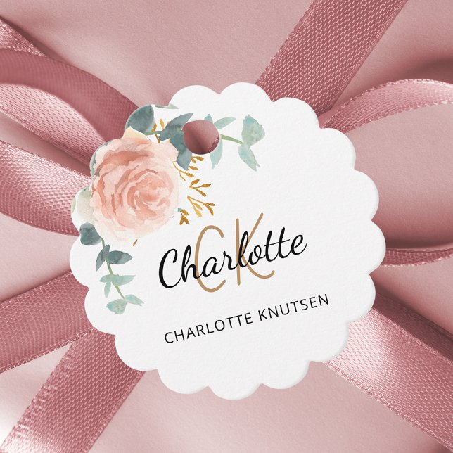 Blush Rose Bloral Eukalyptus Dank Geburtstag Geschenkanhänger (Von Creator hochgeladen)