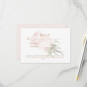 Blush Rose Bloral Simple Wedding RSVP Card Karte