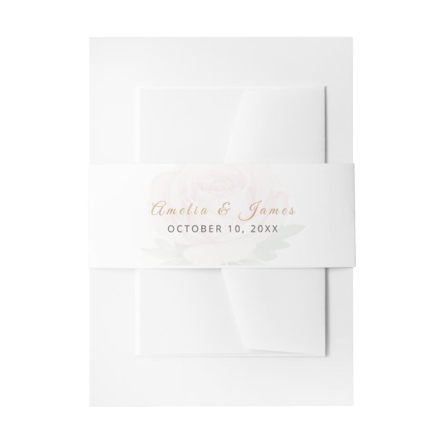 Blush-Rose Bloral Wedding Einladung Bauchband Einladungsbanderole (Vorderseite Beispiel)