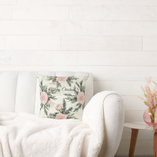 Blush Rose Bloral Weihnachten Kissen