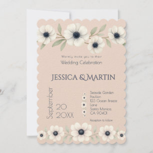 Blush Rose Blue Ivory Anemone Timeless Wedding Einladung
