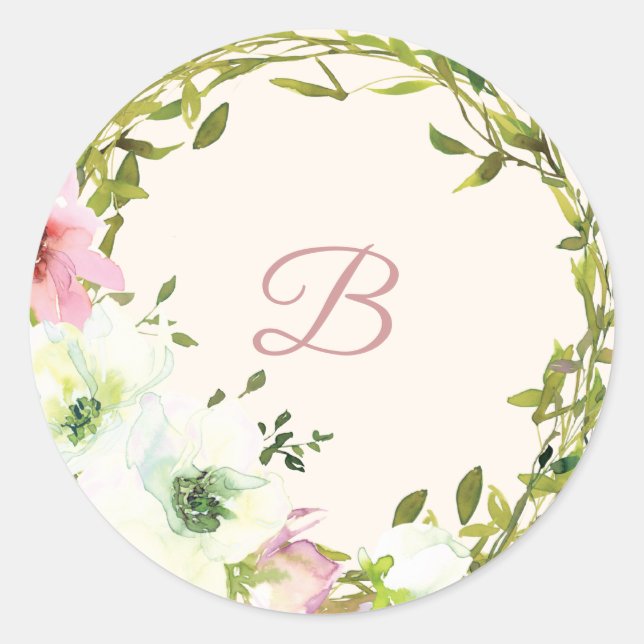 Blush Rose Blumenaufkleber Runder Aufkleber (Vorderseite)
