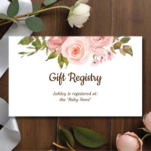 Blush Rose Blumengeschenk Registry Baby Dusche Begleitkarte