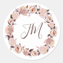 Blush Rose Blumenkraut Monogramm Hochzeit