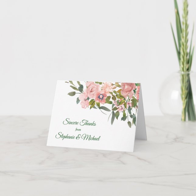 Blush Rose Blumenzwiebeln Dankeschön-Karte Dankeskarte (Vorderseite)