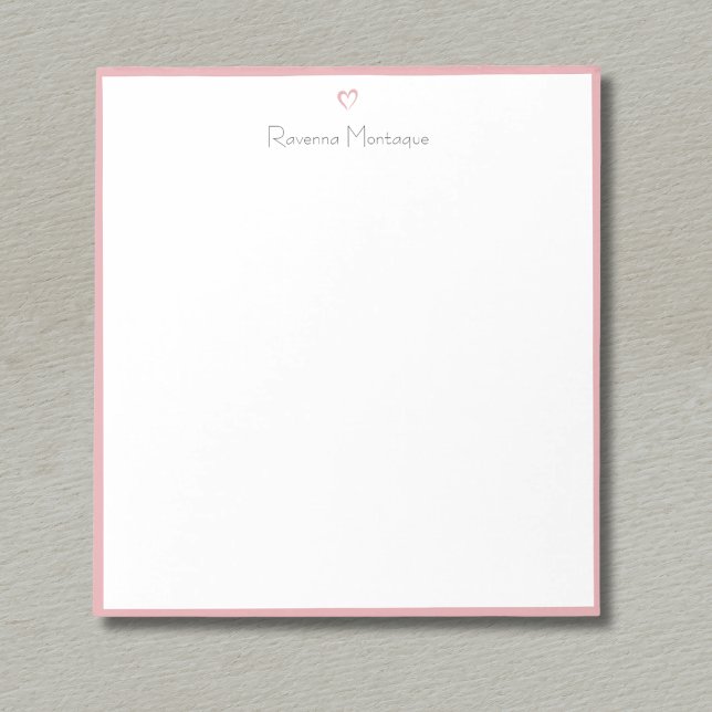 Blush Rose Border and Heart Custom Script Name Notizblock (Von Creator hochgeladen)