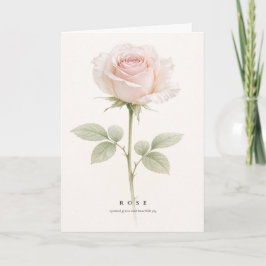 Blush Rose Botanical Art Symbol of Grace and Joy Karte