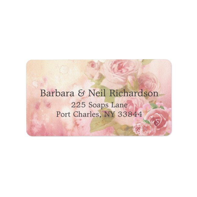 Blush Rose Botanische Hochzeit Adressaufkleber (Vorne)