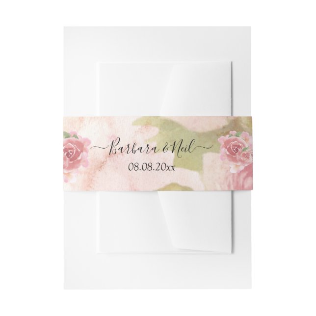 Blush Rose Botanische Hochzeit Einladungsbanderole (Vorderseite Beispiel)