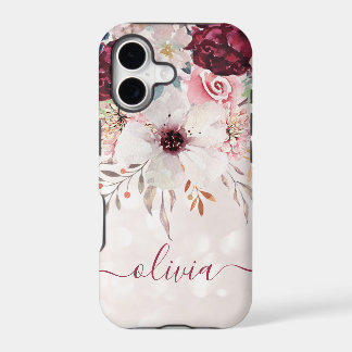 Blush rose Bourgogne Floral iPhone XR Coque