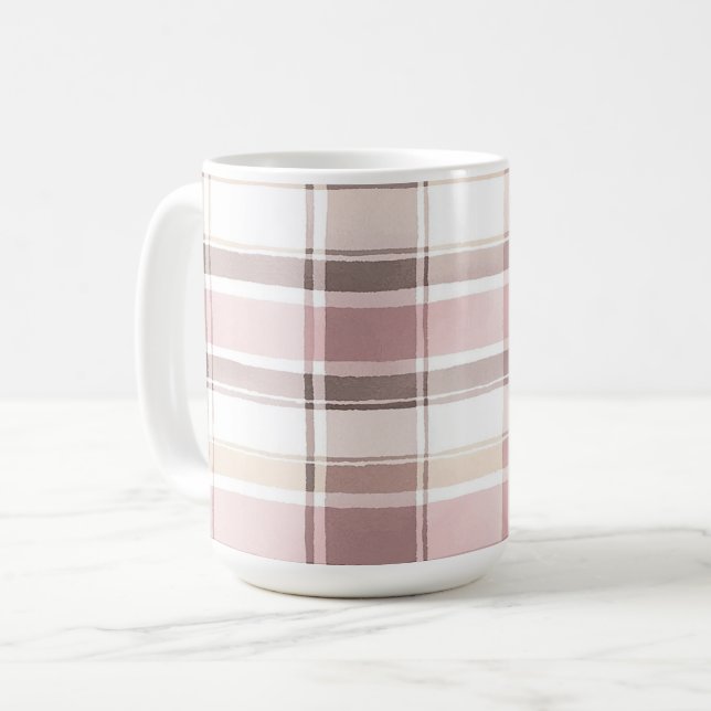 Blush Rose Creme Brown Streifen Brautparty Kaffeetasse (Vorderseite Links)
