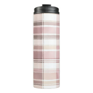 Blush Rose Creme Brown Streifen Weihnachten Thermosbecher