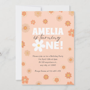 Blush Rose Daisy Invitation premier anniversaire
