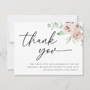 Blush Rose Dankeschön Karte, Hochzeit danke Einladung