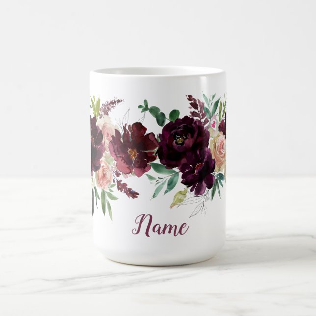 Blush Rose Dunkle Burgundy Peonies Individuelle Na Kaffeetasse (Mittel)